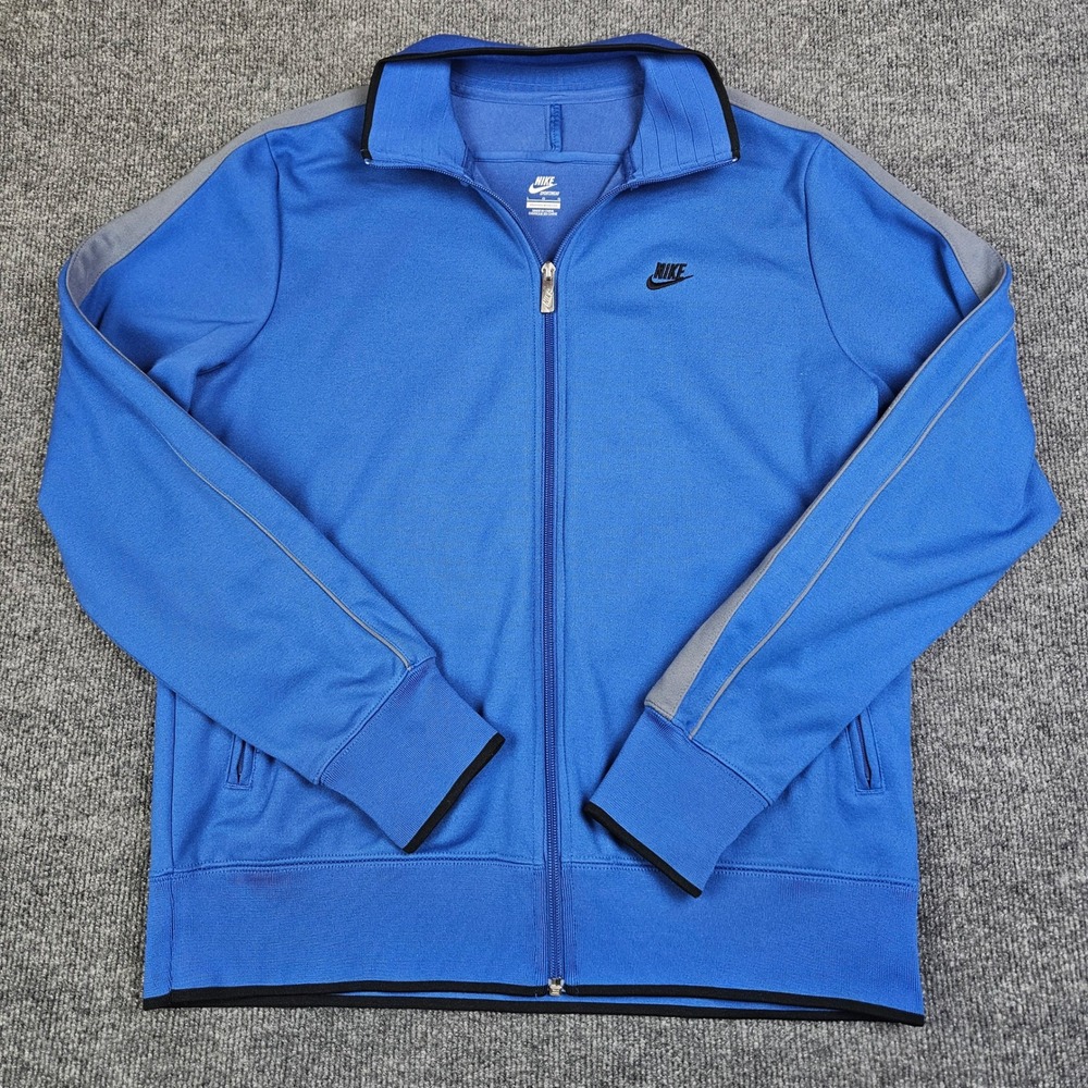 Nike Sportswear Full Zip Track Jacket Mens‎ L Blue Gray Retro Racing Stripe